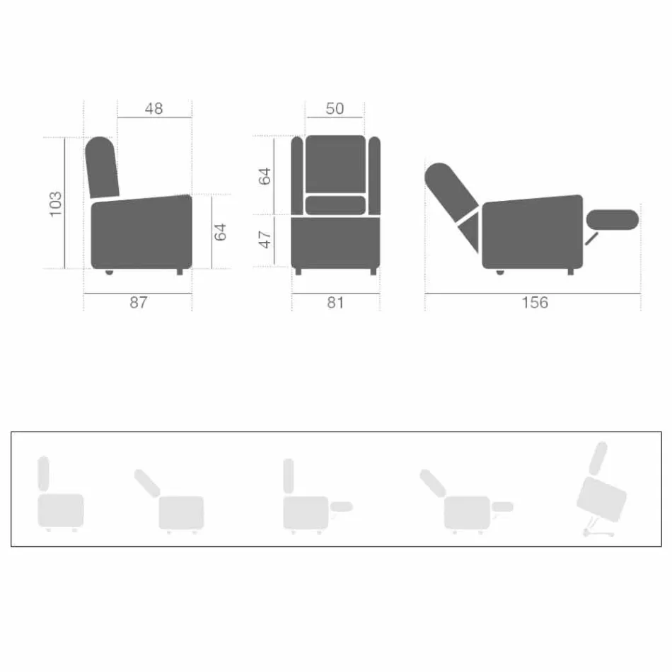 Elektrischer Sessel mit Lift Relax Funktionen mit 2 Motoren Made in Italy - Marlene Viadurini