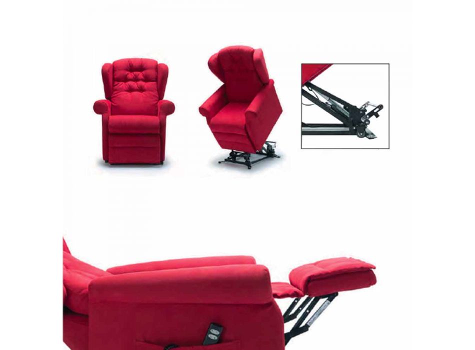 Elektrischer Sessel mit Lift Relax Funktionen mit 2 Motoren Made in Italy - Marlene Viadurini
