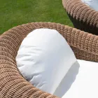 Outdoor-Sessel aus gewebtem synthetischem Rattan und weißem oder Ecru-Stoff - Yves Viadurini
