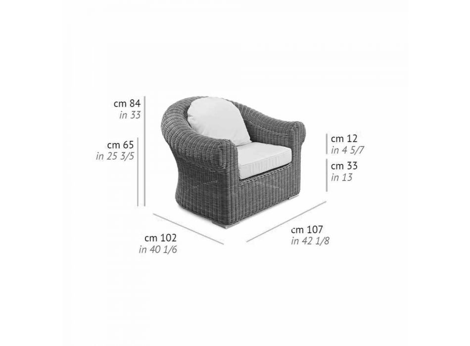 Outdoor-Sessel aus gewebtem synthetischem Rattan und weißem oder Ecru-Stoff - Yves Viadurini