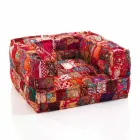 Ethnic Lounge Armchair aus Patchworkstoff und Samtfaser Viadurini