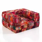 Ethnic Lounge Armchair aus Patchworkstoff und Samtfaser Viadurini