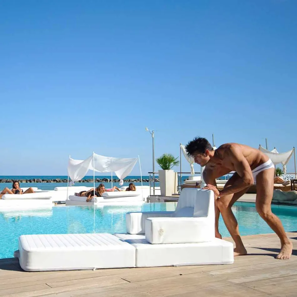 Schwimmdock Sessel Trona weißes Design Luxus, made in Italy Viadurini