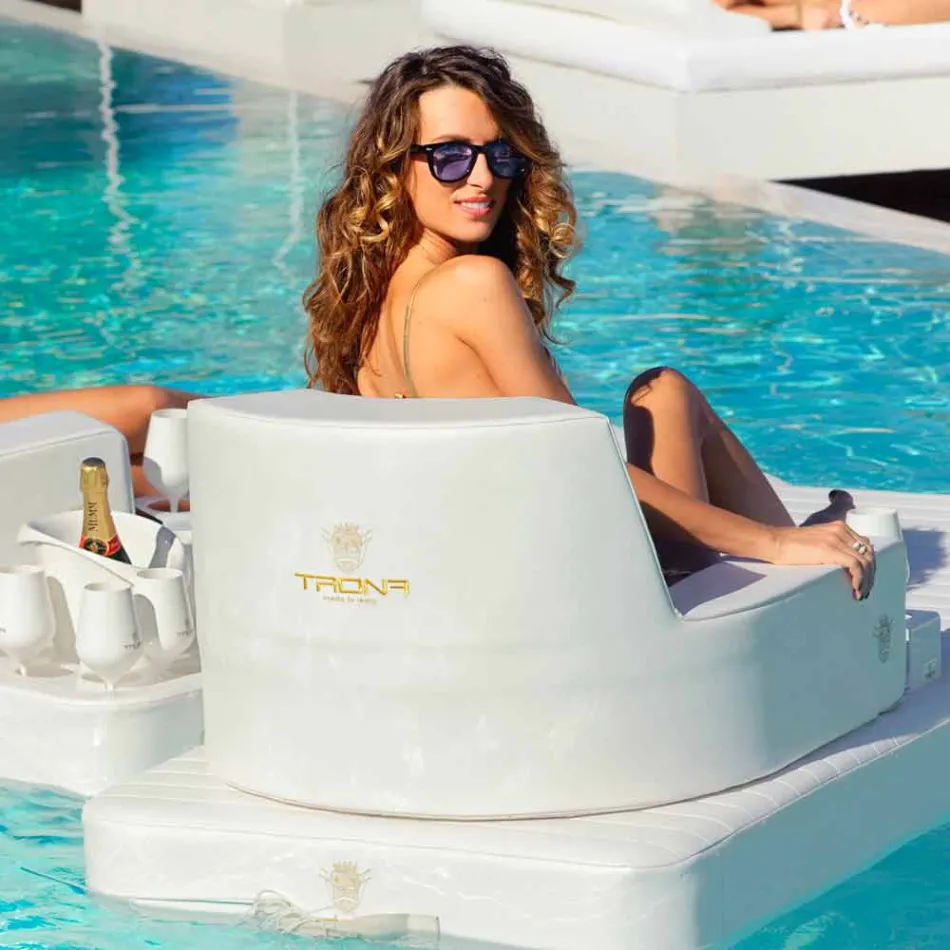 Schwimmdock Sessel Trona weißes Design Luxus, made in Italy Viadurini