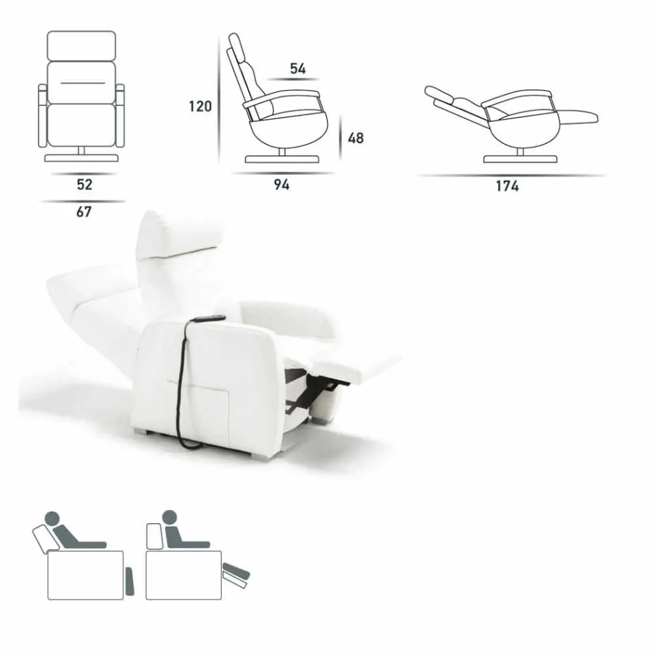 Drehsessel, 2 Motoren modernes Design made in Italy Cassia Viadurini