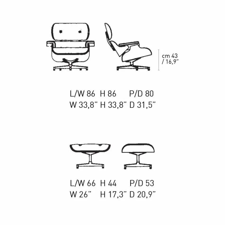 Drehsessel mit Lederbezug und Fußstütze Made in Italy - Maestrale Viadurini