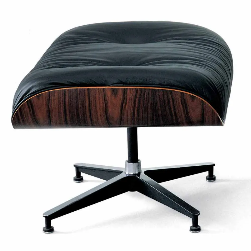 Drehsessel mit Lederbezug und Fußstütze Made in Italy - Maestrale Viadurini