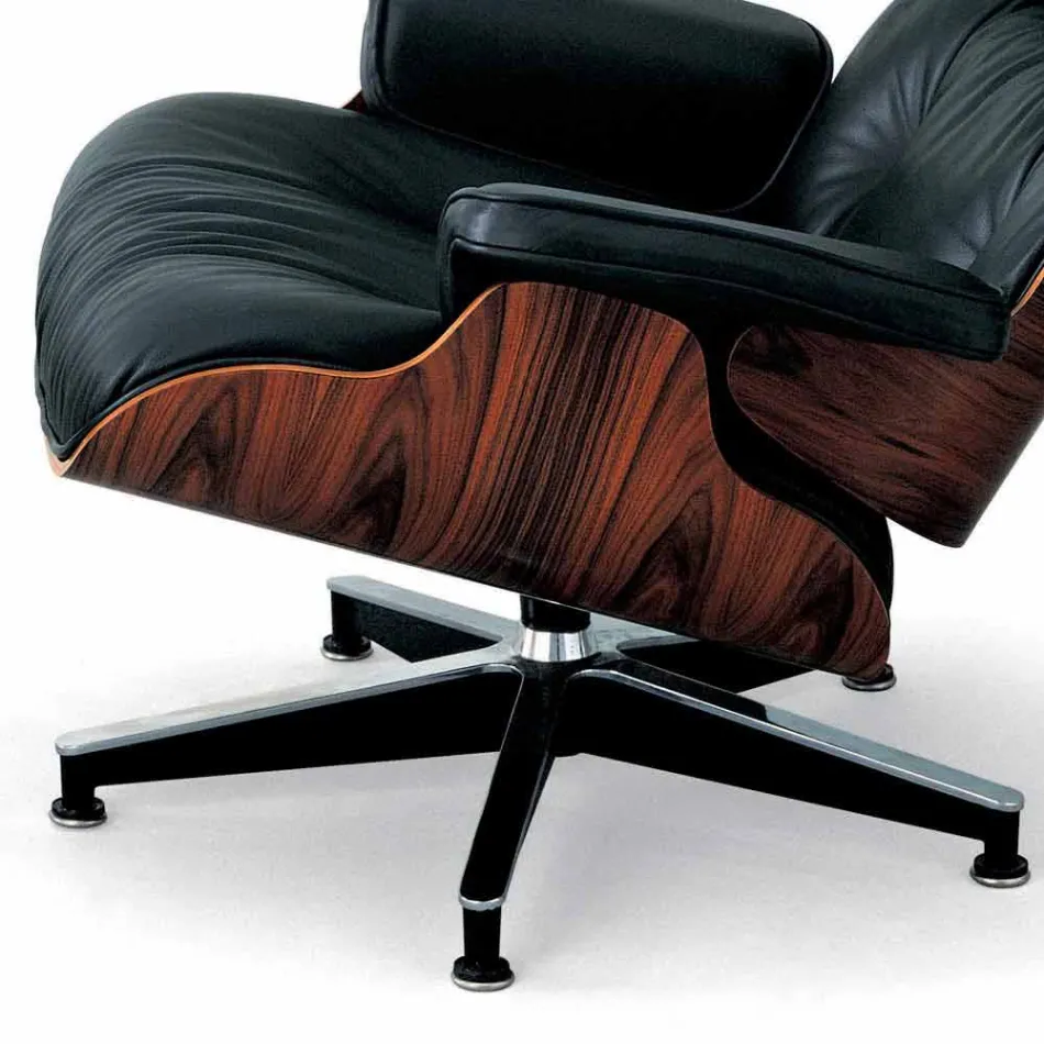 Drehsessel mit Lederbezug und Fußstütze Made in Italy - Maestrale Viadurini