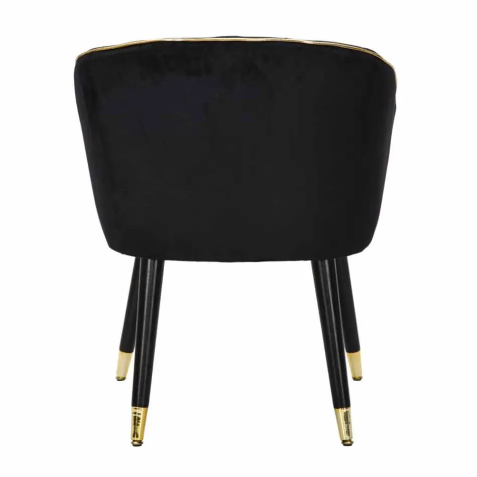 Gepolsterter Sessel aus Holz und Stoff im modernen Design - Maddy Viadurini