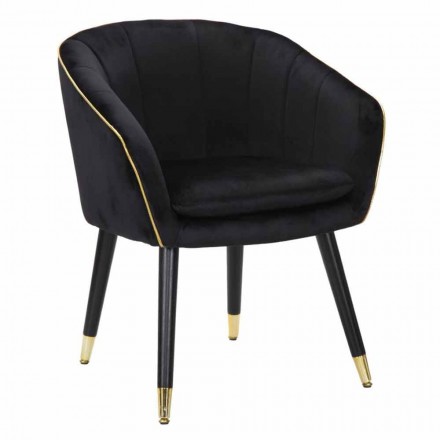 Gepolsterter Sessel aus Holz und Stoff im modernen Design - Maddy Viadurini