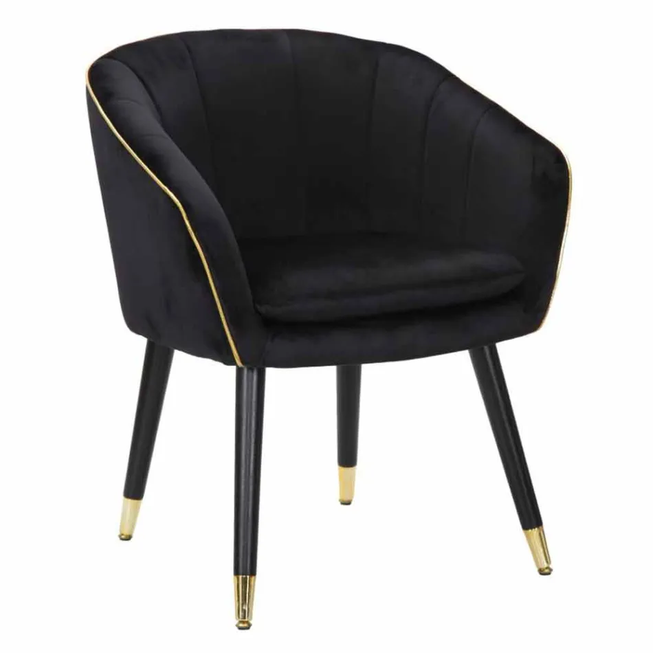 Gepolsterter Sessel aus Holz und Stoff im modernen Design - Maddy Viadurini