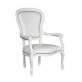 Sessel aus weißem Kunstleder und Struktur aus weiß lackiertem Holz, hergestellt in Italien – Onyx