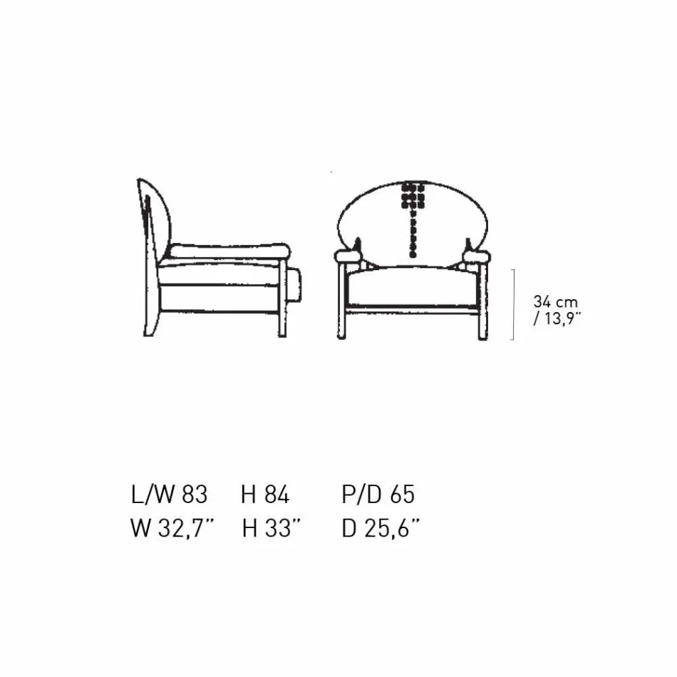 Sessel aus schwarz gebeizter Esche mit Baumwollbezug Made in Italy - Peleo Viadurini