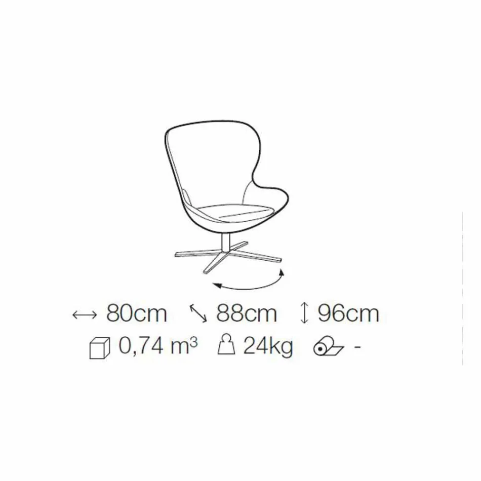 Stoffsessel mit drehbarer Basis aus Edelmetall Made in Italy - Papaya Viadurini