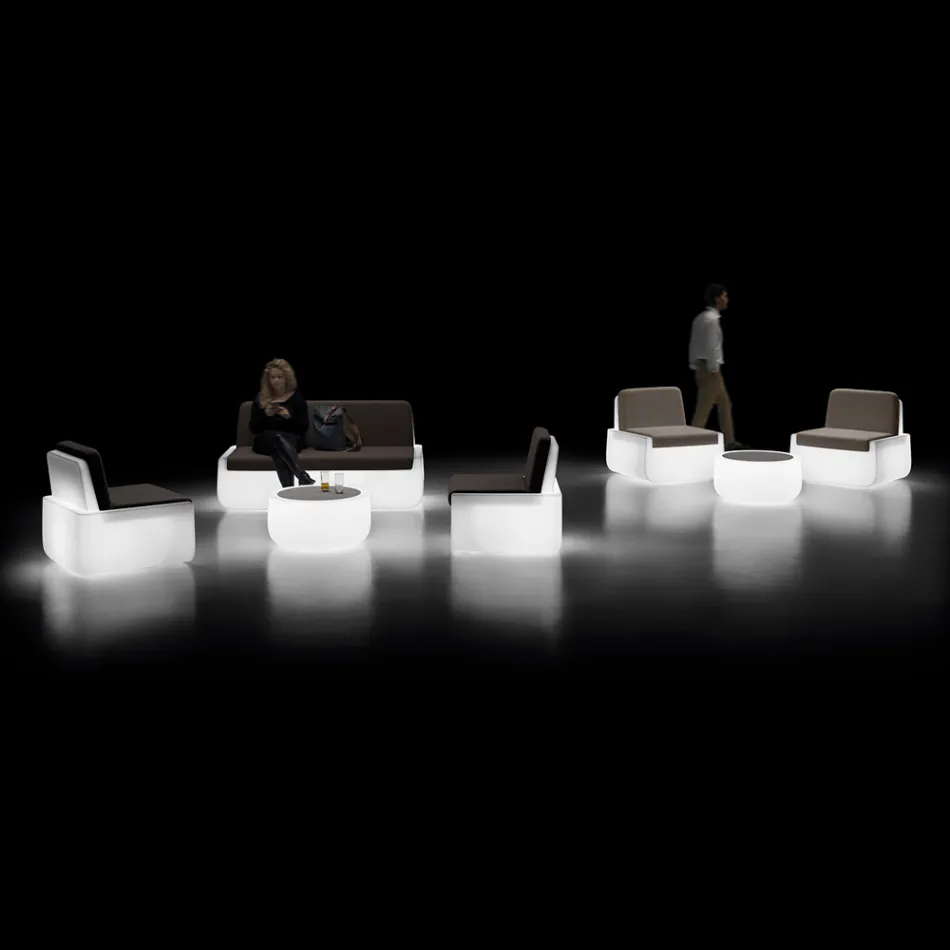 Heller Outdoor-Sessel aus Polyethylen mit Kissen, hergestellt in Italien – Belida Viadurini