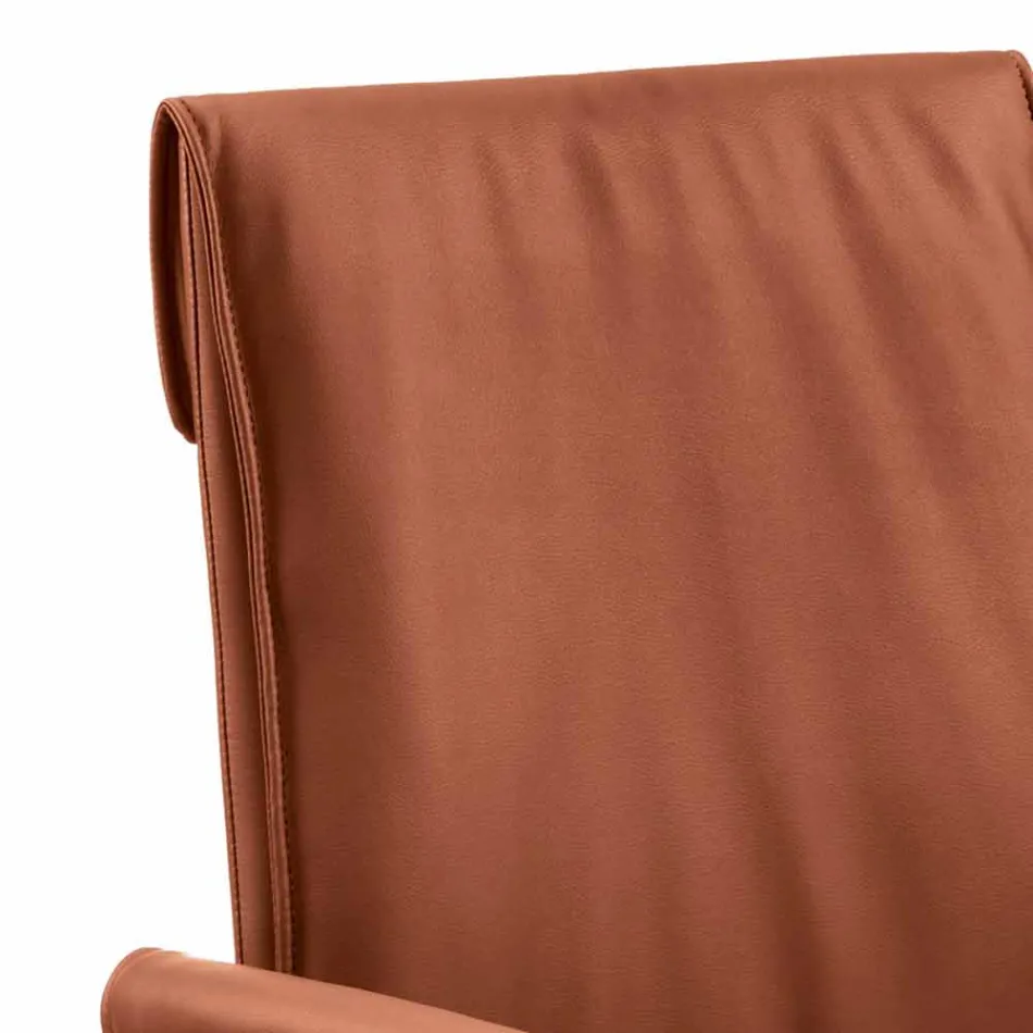 Sessel made in Italy, bezogen mit Niles-Leder, modernes Design Viadurini