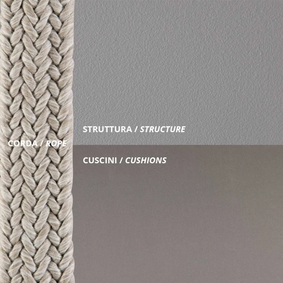 Outdoor-Sessel aus Stahl in verschiedenen Größen und Kissen inklusive Made in Italy - Bronn Viadurini