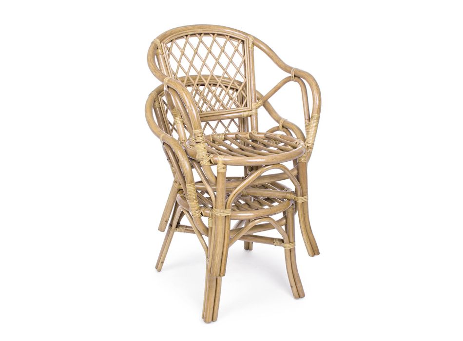 Outdoor-Sessel aus natürlichem Rattan, stapelbar, für den Garten – Spora Viadurini