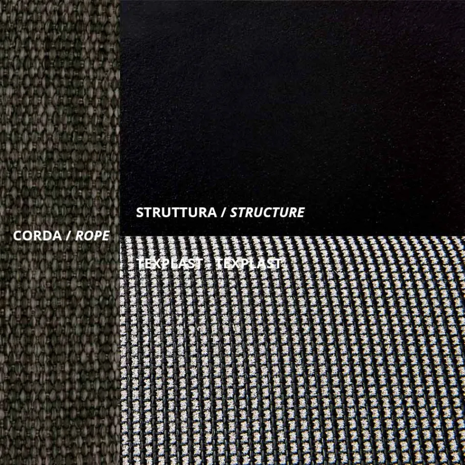 Klappsessel für den Außenbereich aus Seilaluminium und Texplast Made in Italy - Ubbe Viadurini