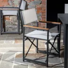 Regiestuhl aus Aluminium, Textilene und Teak Armlehne - Tenda Viadurini