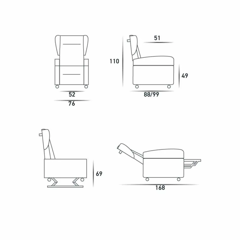 Sessel orthopädisches 4-Motoren entspannen gemacht in Italien Giglio, modernes Design Viadurini