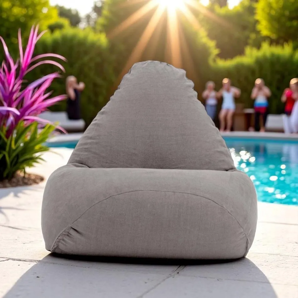 Garten-Sitzsack aus Outdoor-Stoff Taubengrau - Maestrale Viadurini