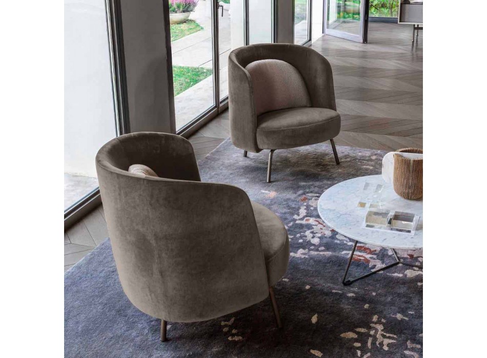 Wohnzimmer Sessel in Stoff bezogen mit Metallbasis Made in Italy - Ribes Viadurini