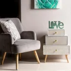 Wohnzimmersessel im skandinavischen Design mit Holz- und Samteffekt - Cinzio Viadurini