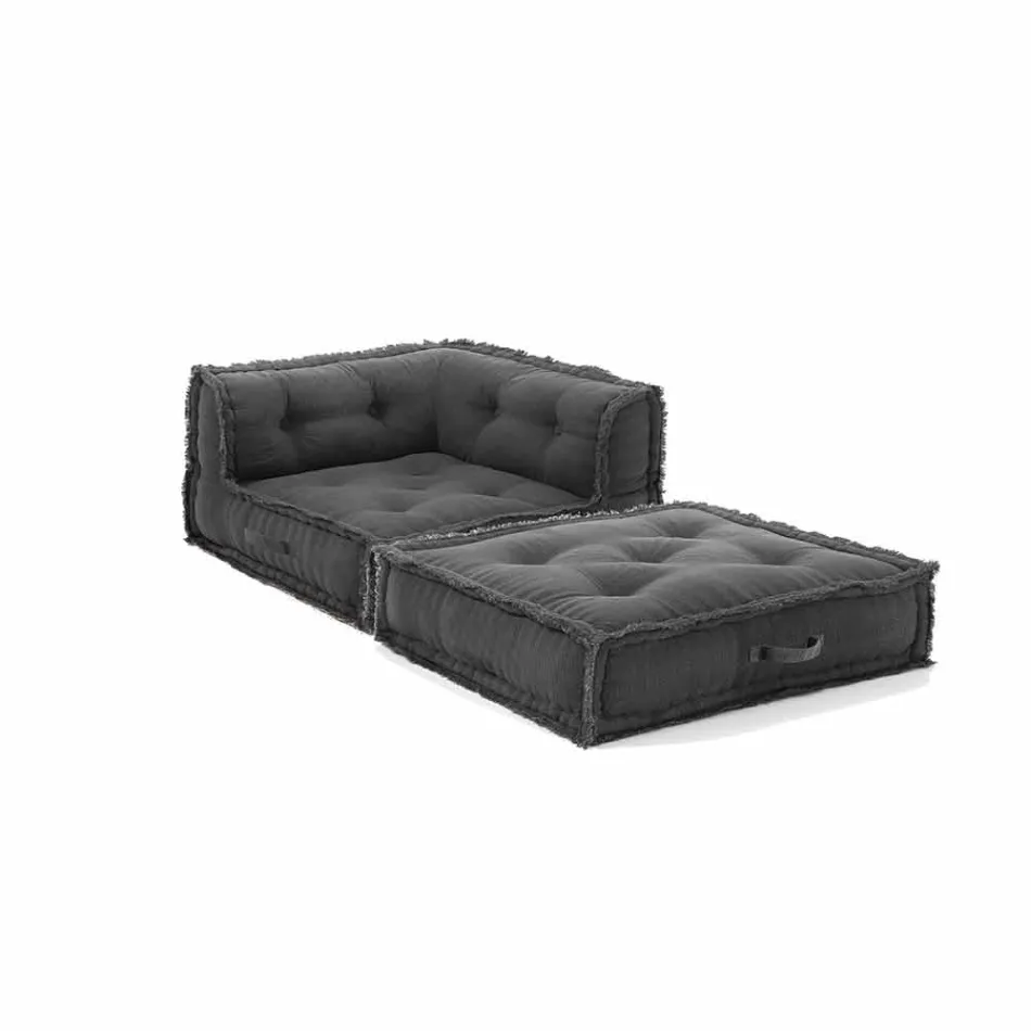 Corner Chaise Longue Sessel aus grauer, grüner oder blauer Baumwollfaser Viadurini