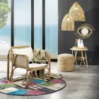 Outdoor- und Indoor-Rattan-Sessel und Saia-Stoffkissen – Voir Viadurini