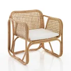 Outdoor- und Indoor-Rattan-Sessel und Saia-Stoffkissen – Voir Viadurini