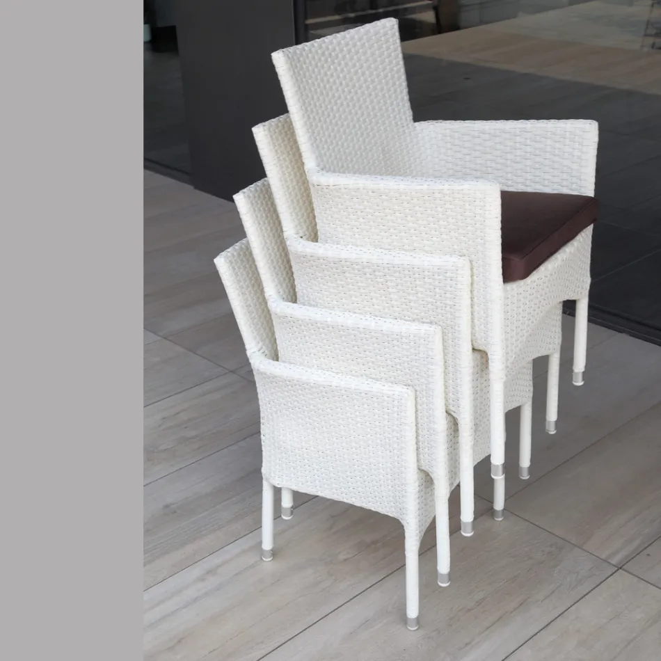 Stapelbarer Gartenstuhl aus geflochtenem Aluminium - Bruma Viadurini