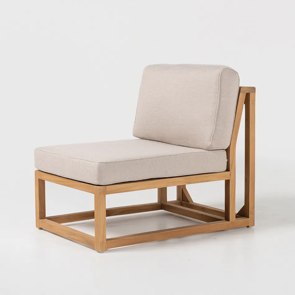 Outdoor-Sessel aus natürlichem Teakholz und Kissen - Circe Viadurini