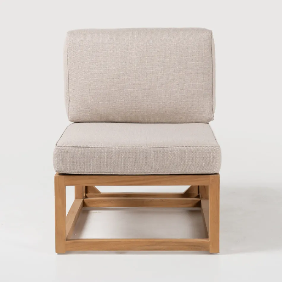 Outdoor-Sessel aus natürlichem Teakholz und Kissen - Circe Viadurini