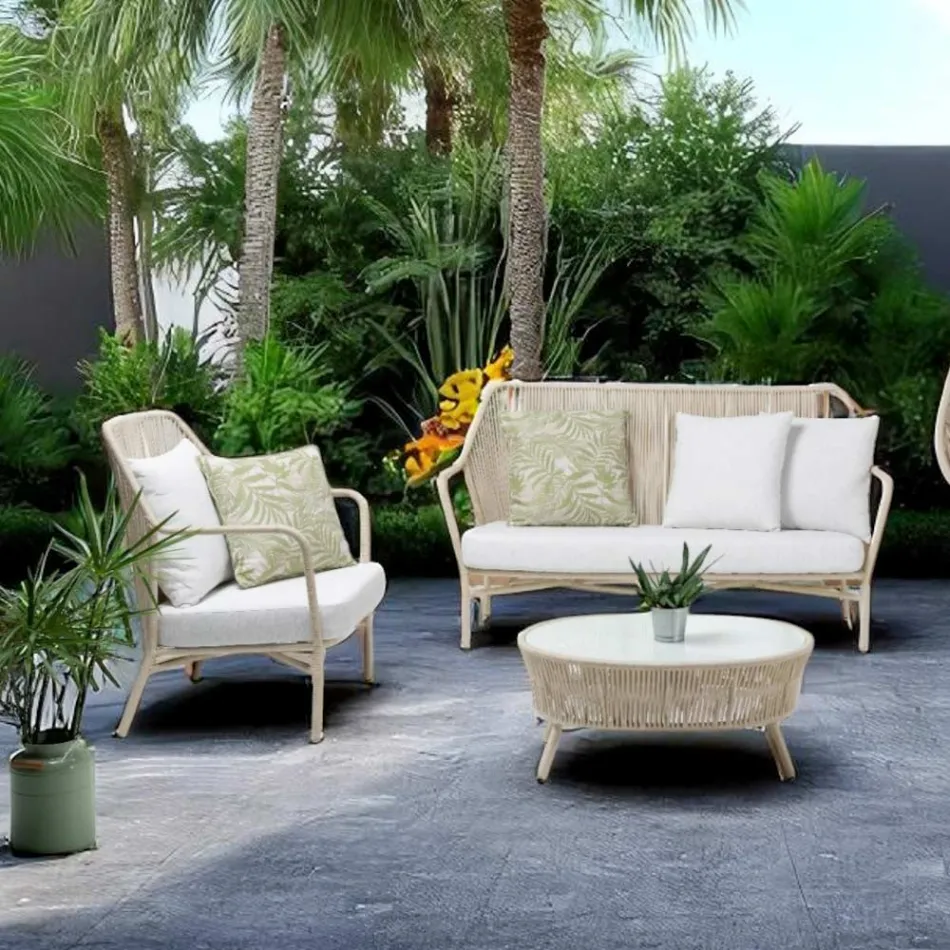 Gartenstuhl aus Aluminium und Seilgeflecht - Asteria Viadurini