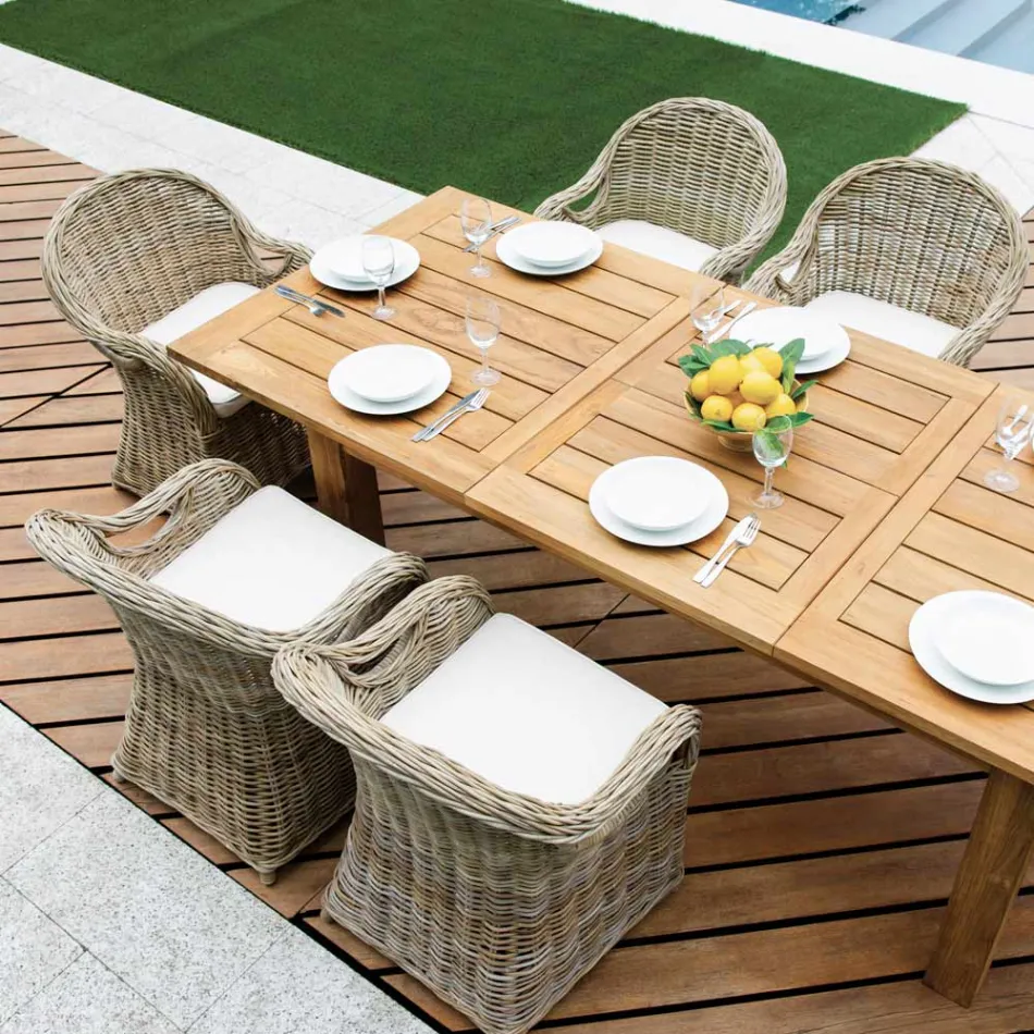 Gartensessel aus Holz und Faser in Grau Kubu - Lido Viadurini