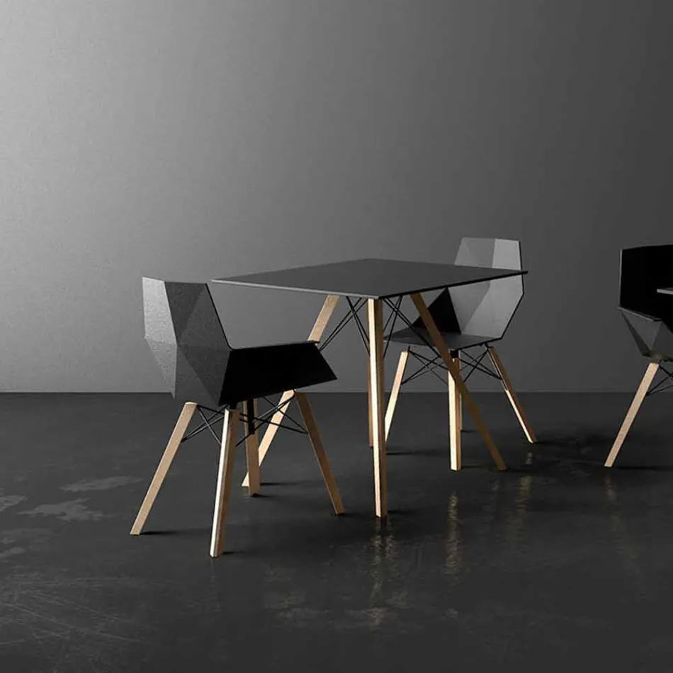 Design Wohnzimmer Sessel aus Polypropylen und Holz - Faz Wood von Vondom Viadurini