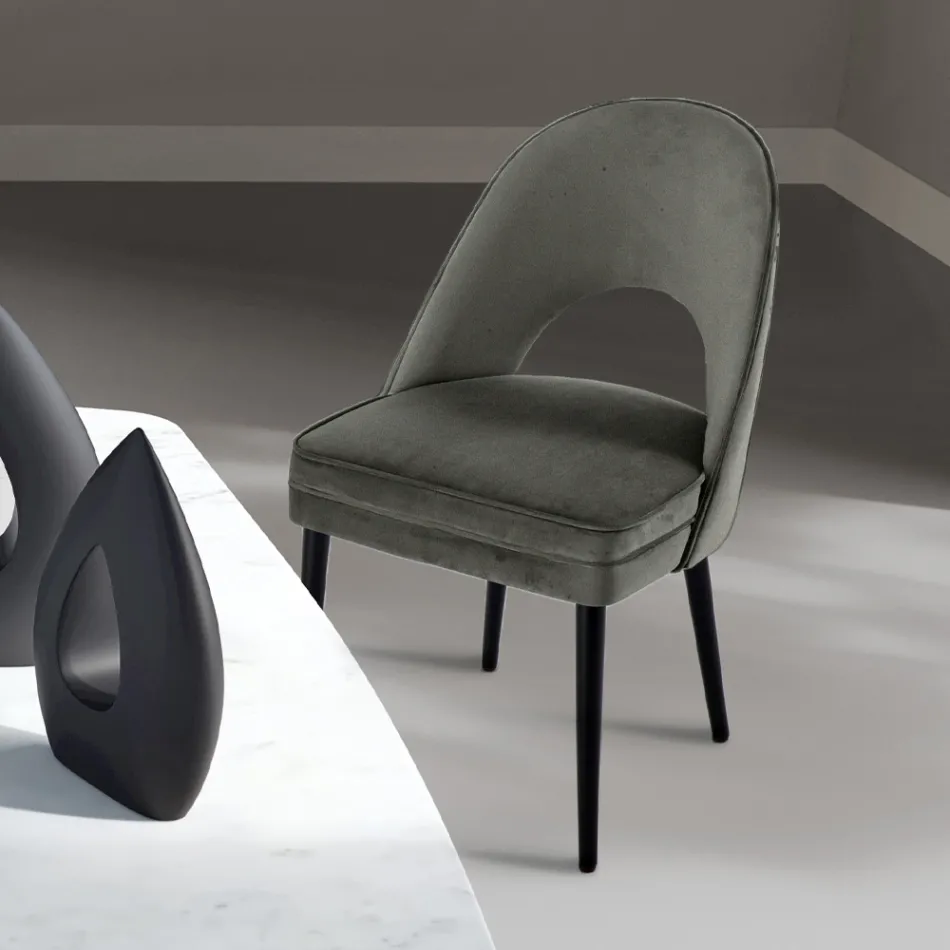 Wohnzimmersessel in verschiedenen Stoffen mit Holzschale - Edgar Viadurini