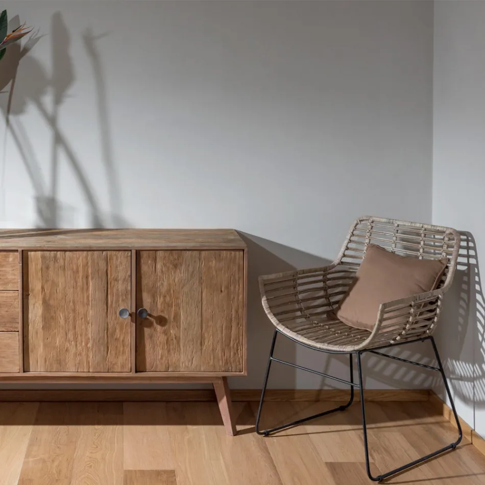 Wohnzimmersessel aus Kubù-Rattan und Eisenstruktur - Slide Viadurini