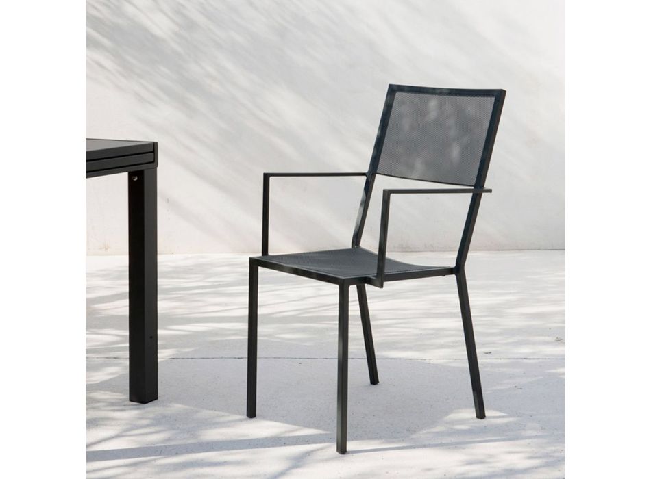 Stapelbarer Outdoor-Sessel mit Eisenstruktur Made in Italy - Woody Viadurini