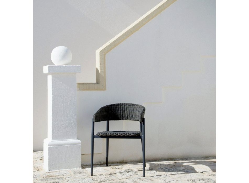 Sessel aus Aluminium und gewebter WaProLace-Faser, hergestellt in Italien – Marissa Viadurini