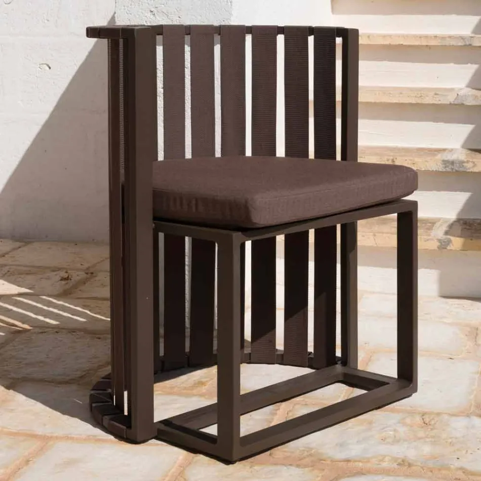 Outdoor Dining Armchair in Aluminium und Luxus Design Seile - Julie Viadurini