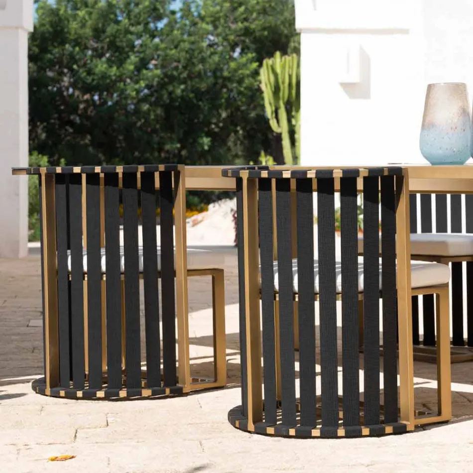Outdoor Dining Armchair in Aluminium und Luxus Design Seile - Julie Viadurini