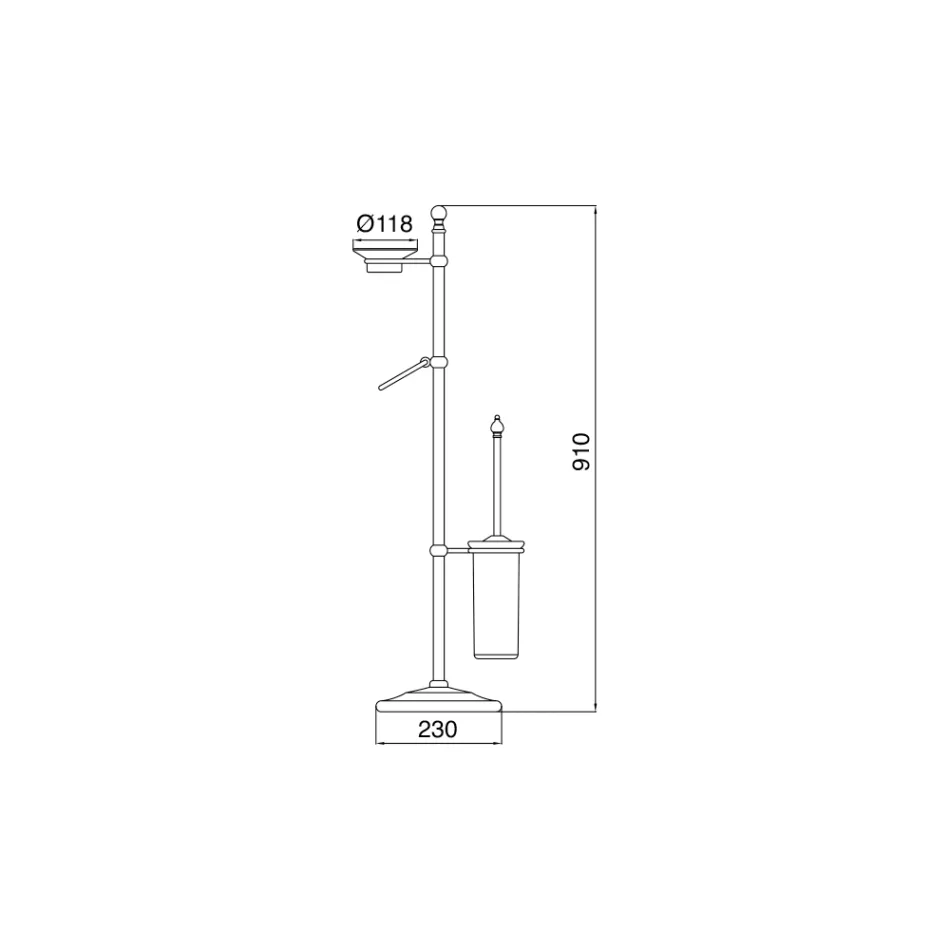 Bodenhandtuchhalter mit Vintage-Seifenschale aus Messing und Keramik – Rouen Viadurini