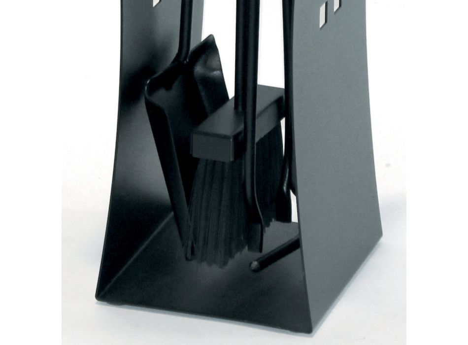 Werkzeughalter mit modernen Linien aus Metall und 4 Werkzeugen, hergestellt in Italien – Maiko Viadurini
