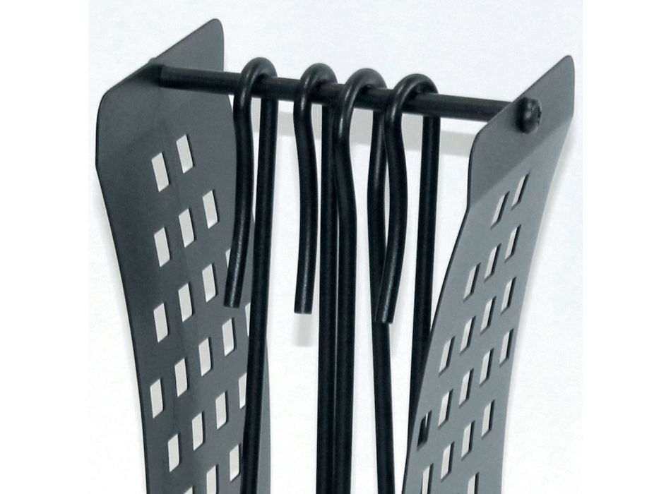 Werkzeughalter mit modernen Linien aus Metall und 4 Werkzeugen, hergestellt in Italien – Maiko Viadurini