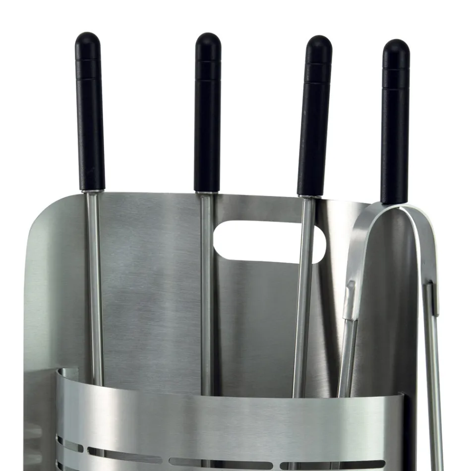 Fester Werkzeughalter mit 4 Werkzeugen für den Kamin, hergestellt in Italien – Bonsai Viadurini