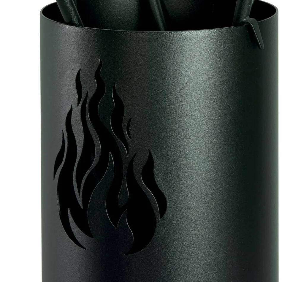 Werkzeughalter aus Metall mit 4 Zubehörteilen und Flamme, hergestellt in Italien – Fakir Viadurini