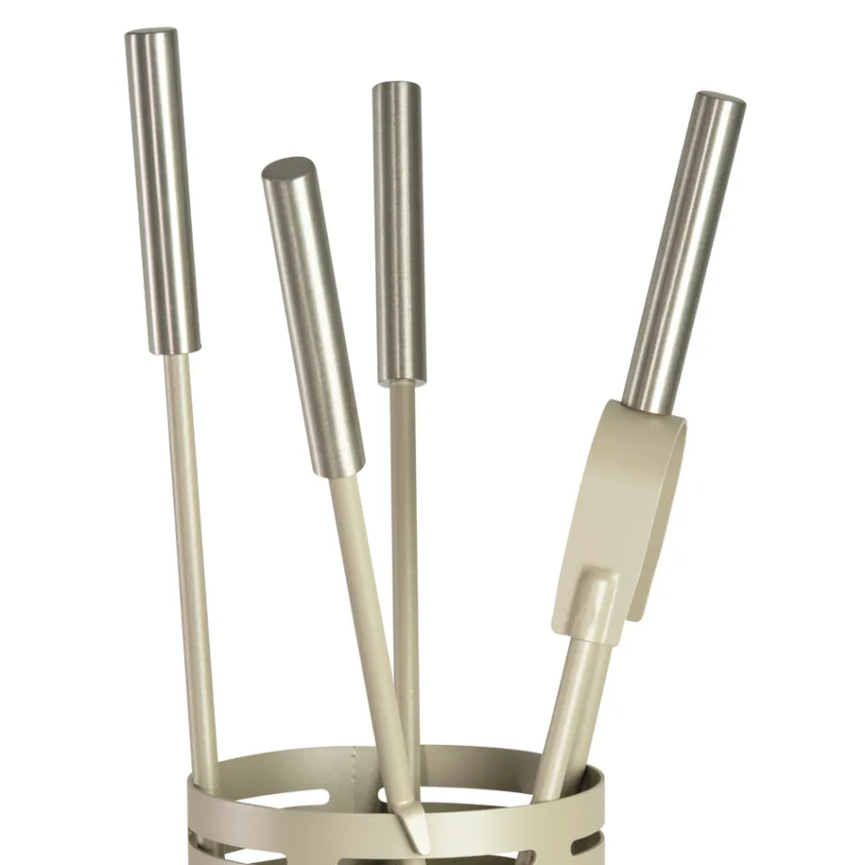 Kaminbesteckhalter mit 4 Werkzeugen im Lieferumfang enthalten, hergestellt in Italien – Merlo Viadurini