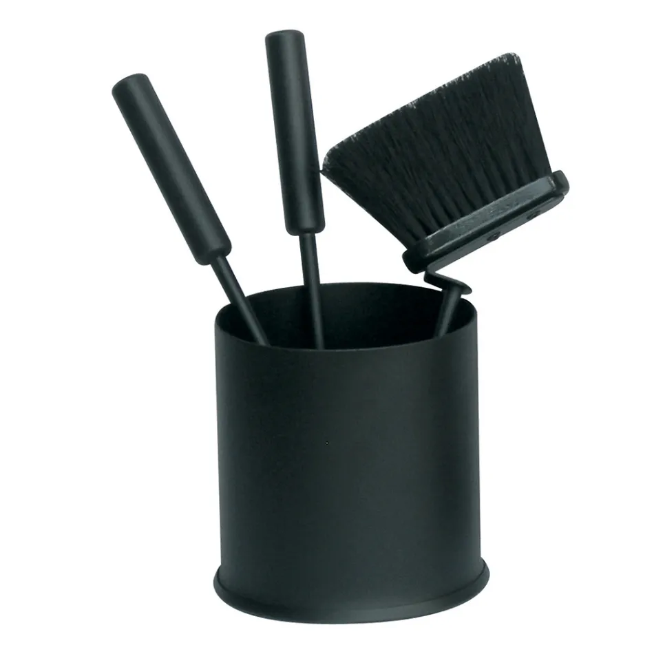 Runder Werkzeughalter mit 3 Kaminbestecken, hergestellt in Italien – Ingwer Viadurini